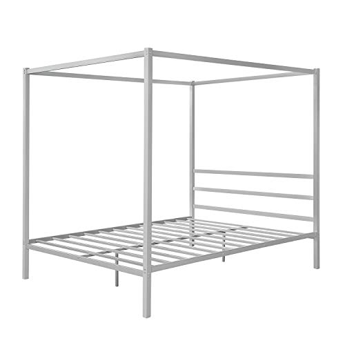Fulife Queen Size Canopy Bed With Built-In Headboard, Canopy Platform Bed Frame, Solid Wood Queen Bed Frame With 4 Sturdy Posters For Kids Teens Adults, No Box Spring Needed #TOP4