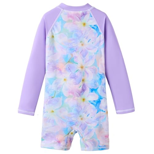 Image of UMELOK Girls Long Sleeve Rash Guard One Piece Swimsuits with UV Protection Sunsuit
