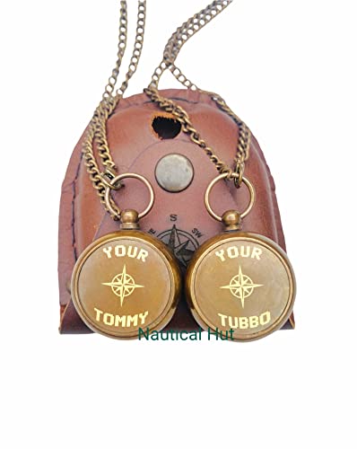 Brújula de latón personalizada impermeable con estuche de cuero miniatura 2