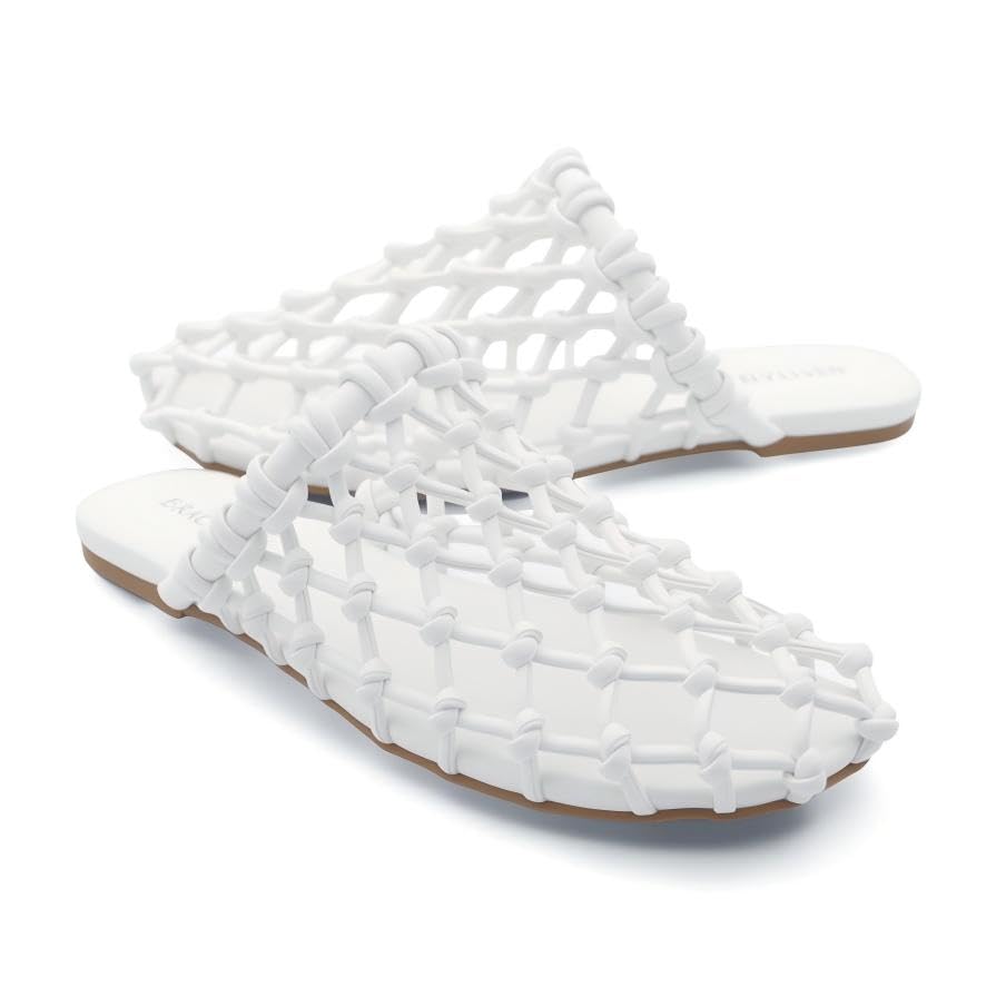 GRACESTRIDE Mesh Slide Sandal Flats for Women Ballerina Hand-weaving flats Slip On Open Weave Mary Jane Shoes for Casual Summer Beach