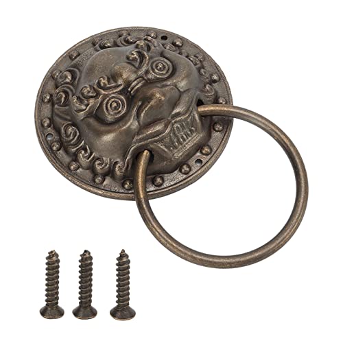 Aldaba de puerta antigua, resistente a la corrosión, Retro de bestia, anillos de tirador de puerta antiguos de bronce para armarios, cajas de madera