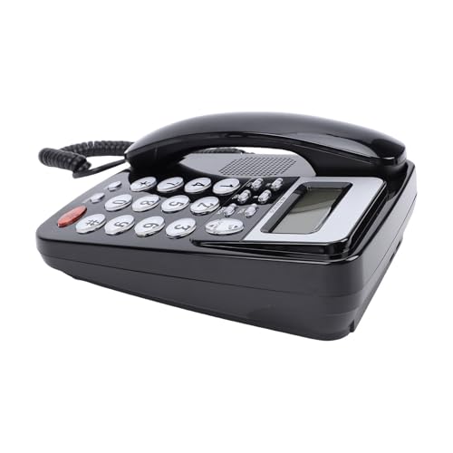 Téléphone fixe filaire noir avec identification appelant pour bureau et maison