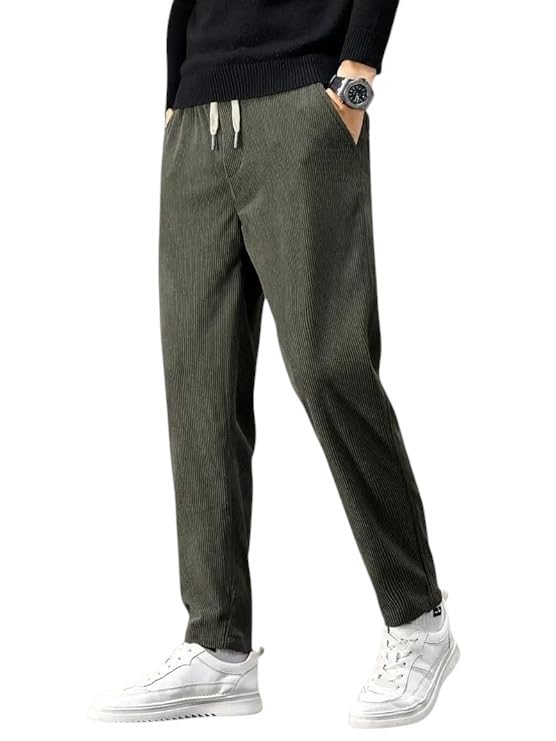 Image of NoseQueen Men's Corduroy Relaxed Fit Stretchable & Comfortable Sweatpant Trousers Pant