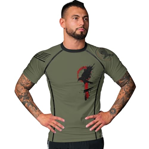 HYPEWAVE Viking Print 3D Never Fade Rash Guard Men, Ultra Soft Compression Shirt UPF 50+ Stretchable Fabric Gift BJJ4