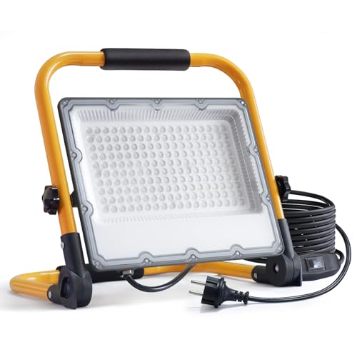 OUSIDE 150W LED Baustrahler mit Stativ und 4M Kabel,IP66 Wasserdichter Arbeitsscheinwerfer mit Schuko-Stecker und Schalter für Wohnungsrenovierung,Werkstatt,Baustelle, 6500K,15000 Lumen OUSIDE 150W LED Baustrahler mit Stativ und 4M Kabel,IP66 Wasserdichter Arbeitsscheinwerfer mit Schuko-Stecker und Schalter für Wohnungsrenovierung,Werkstatt,Baustelle, 6500K,15000 Lumen