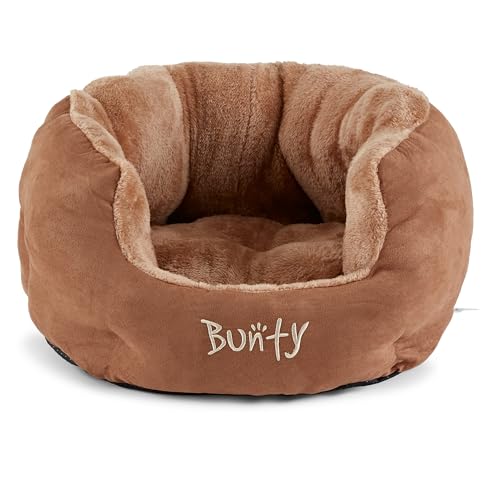 Small Dog Beds Bunty Polar Dog Bed & Cat Bed, Small | Cosy Fluffy Fleece Calming Dog Bed | High Wall Snuggle Anti Anxiety | Washable Bed & Cushion for Puppy, Small to Large Pets – Brown