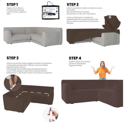 Housse de canapé d'angle extensible marron pour rénover un tissu usé - 6