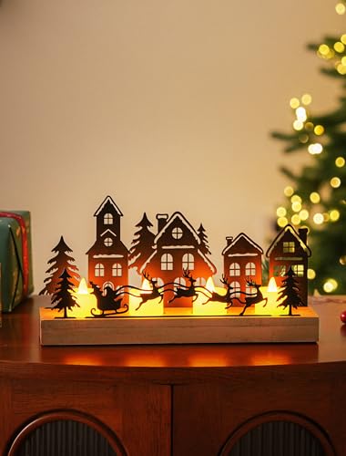 Sziqiqi Adventskranz Holz Teelichthalter Weihnachten: Länglich...