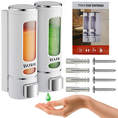 La Mejor Selección de Dispensadores de ducha Top 10. 46 COREFUN Dispensador de Jabón para Ducha, Dispensador De Jabón, Dispensador Y Organizador de Bomba de Ducha para Baño Montado en La Pared, Lote de 2 Piezas 400 ml Cada Uno, para...