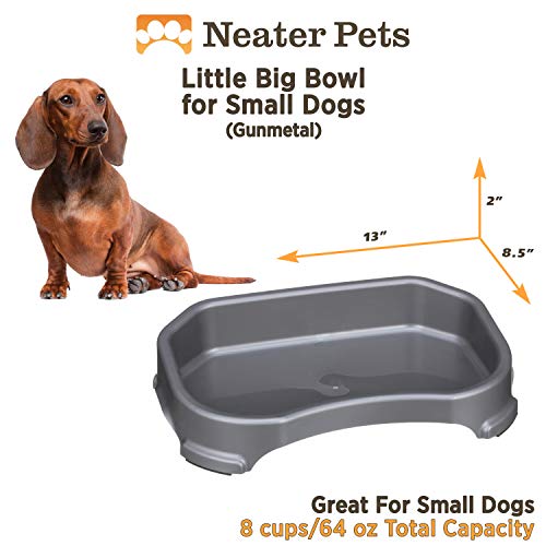 Image of Neater Pet Brands Large Capacity Outdoor Dog Water Bowl for Small Dogs, Cats, Reptiles, Birds, & Small Animals, Outdoor Water Bowls for Dogs (8 Cups), Feed Bowl & Trough, Indoor or Outside, Grey