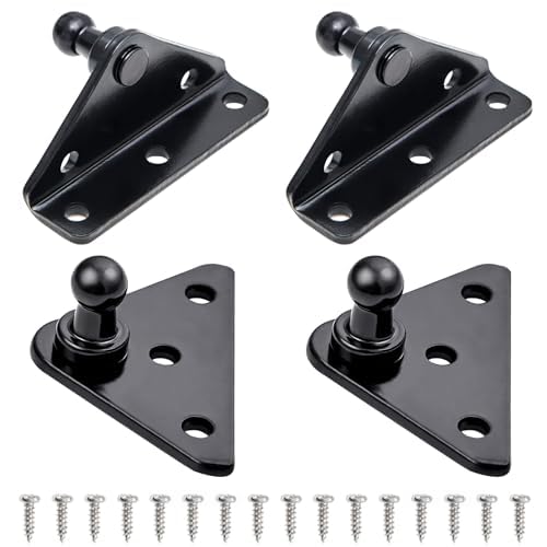 10mm Gas Strut Mounting Bracket, 10 MM Ball Stud for Gas Shocks Lift Supports Spring, Strut Mount Socket 4pcs, 2pcs L-Type, 2pcs Flat-Type and 16pcs Screw Included