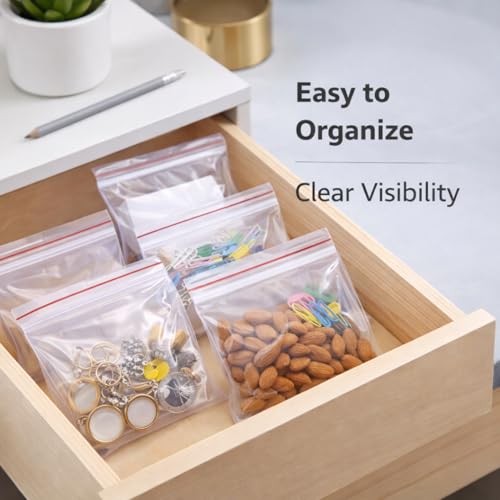 Image of Zip Lock Clear Plastic Storage Bags| Resealable Clear Plastic Bags| Durable and Leak-Proof |Square Pouches with Press Seal Apply To Kitchen Storage and Jewellery Packaging-6 * 9-100Pack