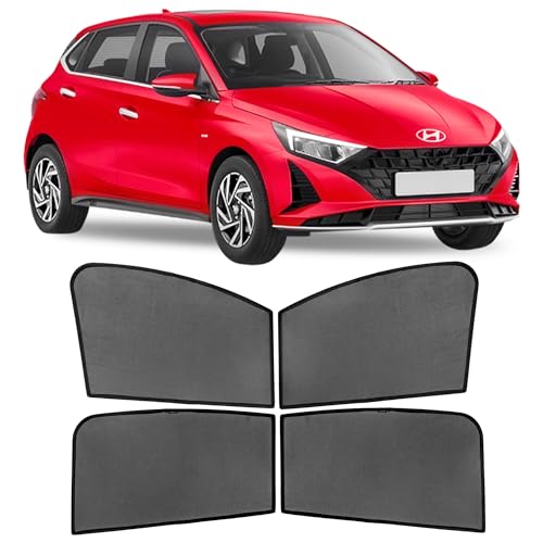 Image of Autostory Custom Fit Black Mesh Car Sunshade for i20 2020-2025 | UV & Heat Protection Car Window Curtains | Privacy Car Sun Shade | Breathable Vehicle Specific Side Window Shades