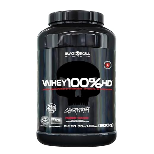 Whey 100% Hd Morango 900G, Black Skull