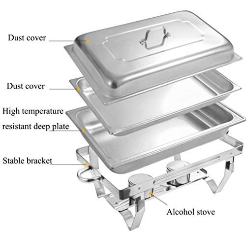 HSBAIS Speisenwärmer Buffetwärmer, Full Size 11 Qt Edelstahl Wärmebehälter Rechteckig Klappboden mit Deckel Chafing Dish… – Bild 4