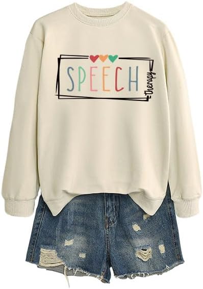 Speech Therapy Sweatshirts For Women Speech Pathologist Sweatshirt Funny Graphic Shirt Crewneck Long Sleeve Pullover - Image 3
