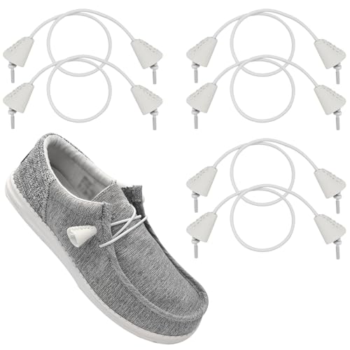 UamGlsob 3�g �L�k���C�Ђ� Hey Dude�V���[�Y�p �o���W�[�X�g���b�`�V���[���[�X ���΂Ȃ��X�g���b�`�X�g�����O�����p, 3�g �z���C�g, 19"/48cm