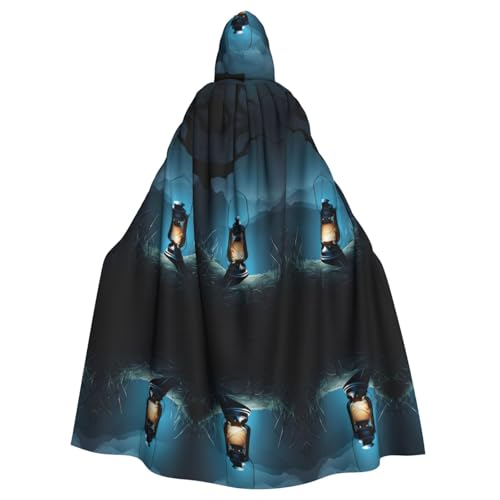 asbwuo Cape à capuche imprimée (Lucioles et Lanterne) - Déguisement de Noël unisexe adulte - Costume de cosplay pour homme/femme