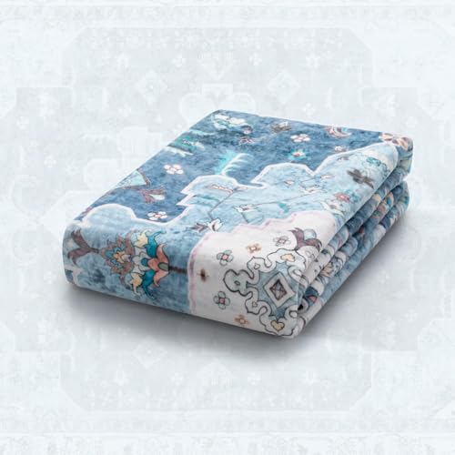 SERISSA Boho Washable Runner Rug, 2'6"x8' Non-Slip Vintage Blue Hallway Kitchen Runner Rug Ultra Soft Print Distressed Floor Carpet for Bedroom Bathroom Laundry Living Room