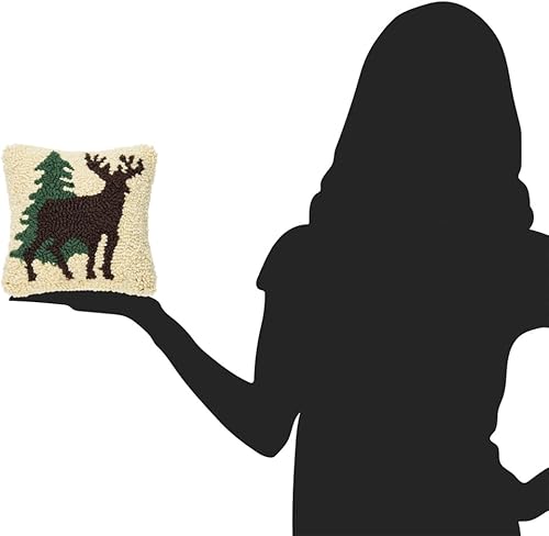 Miniatura 4 de C&F Home Cojín decorativo pequeño de 8 x 8 pulgadas, diseño de bosque de ciervos, para sofá o cama, 8 x 8 pulgadas, color beige