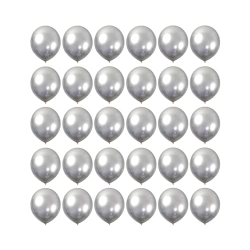 Image of 5 inch Metallic Silver Balloons, 100 pcs Thick Chrome Birthday Latex Helium Balloon (Metallic Silver)