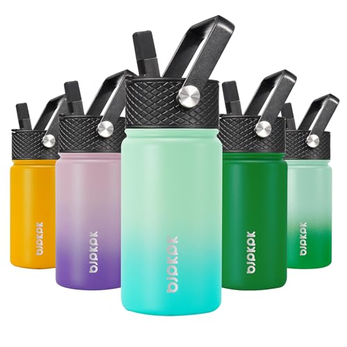 Image of BJPKPK Insulated Water Bottle, 15oz Stainless Steel with Straw Lid