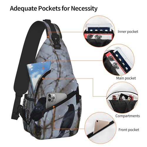 Bolso Bandolera Black Crow Birds Unisex para Viaje y Senderismo miniatura 5