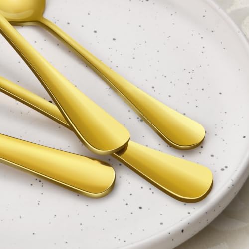 Image of 24-Piece Gold Silverware Set with Steak Knives Black Stainless Steel Flatware Set for 4 Food Grade Tableware Cutlery Set Rust-proof, Mirror Polished, Dishwasher Safe