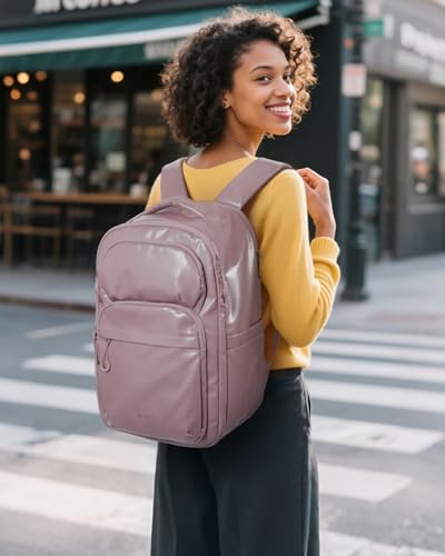 Image of BAGSMART 30L Travel Backpack, 15.6 Inch Carry On Backpack Flight Approved, Water Resistant Weekender Bag Daypack, Rose Purple