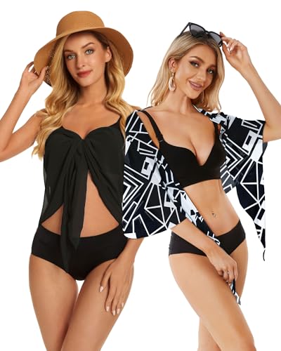 Image of CHICGAL 2 Pieces Women Beach Sarong Bathing Suit Wrap Skirt Sheer Bikini Swimsuit Cover Ups for Swimwear