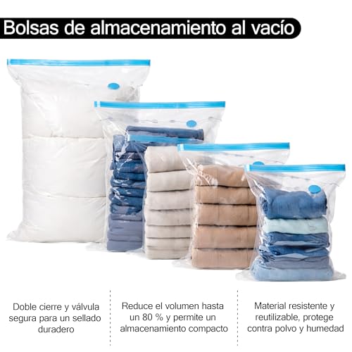 Miniatura 2 de Paquete De 12 Bolsas De Almacenamiento Al Vacío Ahorra Espacio Al Guardar Ropa, Edredones, Almohadas Y Mantas Incluyen 4 80x110cm , 4 60x80cm , 4 50x60cm