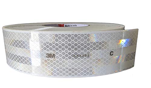 Image of 3M High Intensity Prismatic Grade Conspicuity Reflective Tape, 2 Inch X 5 Ft, White Strips /Rolls (Pack of 1)