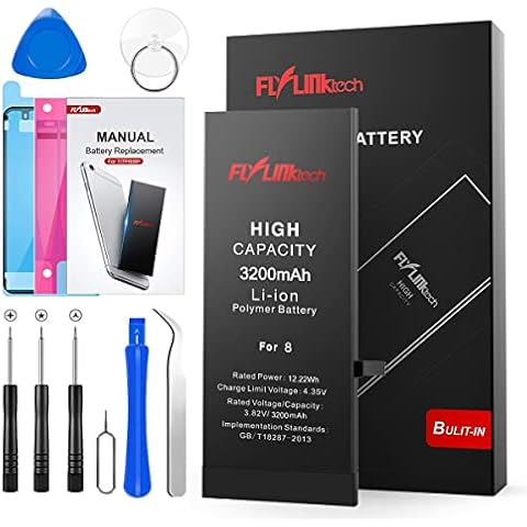 Akku für iPhone 8 mit Hoher Kapazität, 3200mAh Ersatzakku für iPhone 8 Li-Ion Interner Batterie, Reparaturset mit Anleitung & Ersatz Klebestreifen Set, Funktioniert mit alle original APN Cover