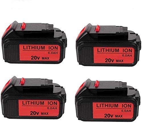 4Pack DCB200 20V MAX 6.0Ah Lithium Ion Replacement Battery Compatible with Dewalt Battery
