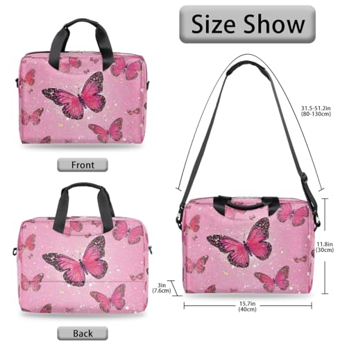 Maletín mensajero con brillo rosa para laptop 14-16" miniatura 6