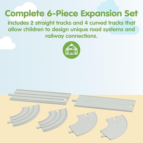 Image of PlanToys Rubber Road & Rail Expansion Tracks Set C Montessori Play Accessory | Imagination, Problem Solving and Creative World Building | Eco Friendly Track Set