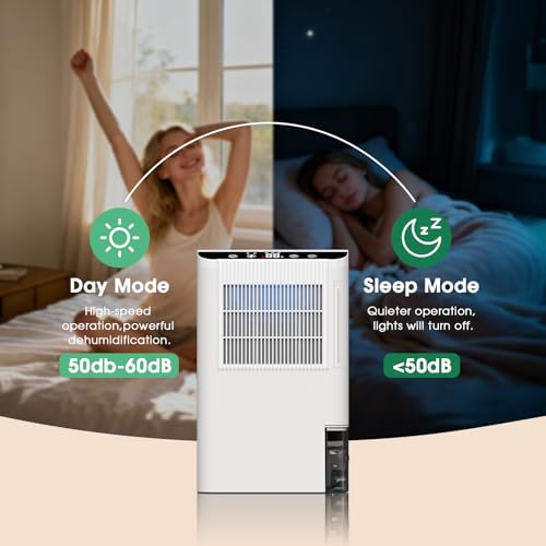 Image of Dehumidifiers for Home, 2000 Sq.Ft Small Dehumidifier with 3.3ft Drain Hose, 2.5L Tank, Timer Sleep Mode, Portable Dehumidifier for Basement, Bedroom, Bathroom (Snow White)