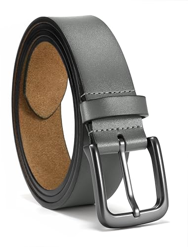 Image of Chaoren Leather Ratchet Belt 2 Pack Dress with Click Sliding Buckle 1 3 /8 inch in Gift Set Box - Adjustable Trim to Fit