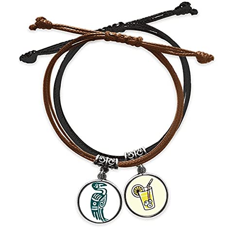 Bracelet Mexique totem aigle oiseau ancienne civilisation en cuir