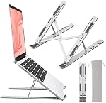 Laptop Stand for Desk, Aluminum Metal MacBook Stand,Computer Riser for Desk, Portable Foldable Adjustable Notebook Holder, Compatible with 10-15.6 Inch Laptops, iPad, Silver.
