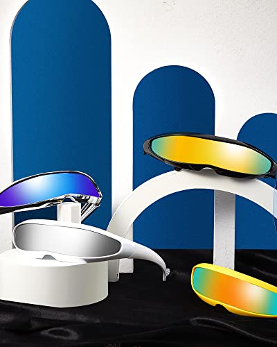 Image of 4 Pairs Futuristic Narrow Cyclops Sunglasses Robot Space Costume Color Mirrored Lens