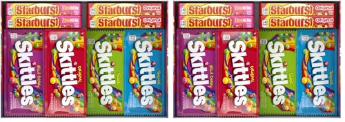 Image of SKITTLES & STARBURST Variety Pack Full Size Chewy Candy Assortment, 62.79 oz, 30 Count (Pack of 2)