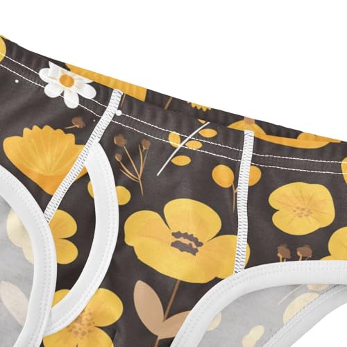 KLL Elegant Pattern with Yellow Flowers Toddler Boys Soft Athletic Underwear Cute Undies4