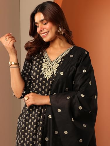Image of Libas Printed Cotton Blend Straight Kurta Set for Women | daily wear suit