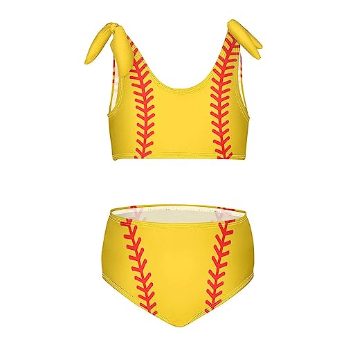 Augenstern Girls' Bikini Set Baseball-Stitches-Softball 2-Piece Swimsuit Tankini Bathing Suits Swimwear 3T