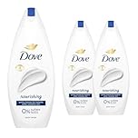 Dove Body Wash 0% Sulfate SLES for Women Made with Naturally Derived Cleansers and Plant Based Moisturiseres Gently Cleanses for Softer and Smoother Skin, 225ml (3 Pack, Nourishing)