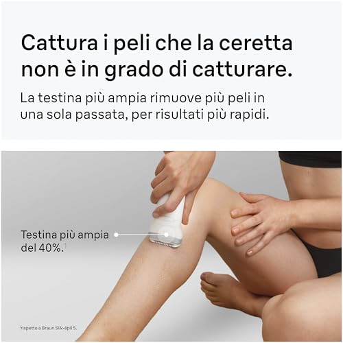 Braun Silk Epil 7 Epilatore Elettrico Donna Con Testina Ampia Per Facile Rimozione Peli, Rasoio Elettrico Donna, Wet&Dry, Pelle Liscia A Lungo, Con Testina Radente, Cappuccio Regolatore,7-030,Argento - 3