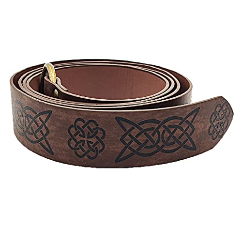 Medieval Viking Belt for Men Renaissance Knight Belt Embossed PU Leather O Ring Belt Viking Costume LARP Accessories - Image 3