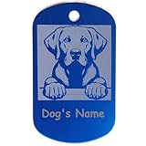 COOLLIANT Personalized/Customizable Labrador Retriever Dog ID tag - Cute Aluminum Laser Engraved Dog Name tag for pet Collar (Dark Blue, Labrador Retriever-Large)