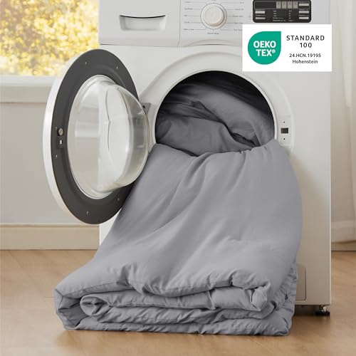 Image of Bedsure Oversized King Comforter Set, Grey Soft Prewashed Bedding for All Seasons, 3 Pieces GentleSoft Bed Set, 1 Lightweight Comforter (120 inchx98 inch) and 2 Pillowcases (20 inchx36 inch)